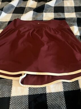Old Navy Maroon Skater Skirt with Cream Trim